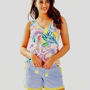 Lilly pulitzer katia shorts Xs Pinstripe Yellow Crochet